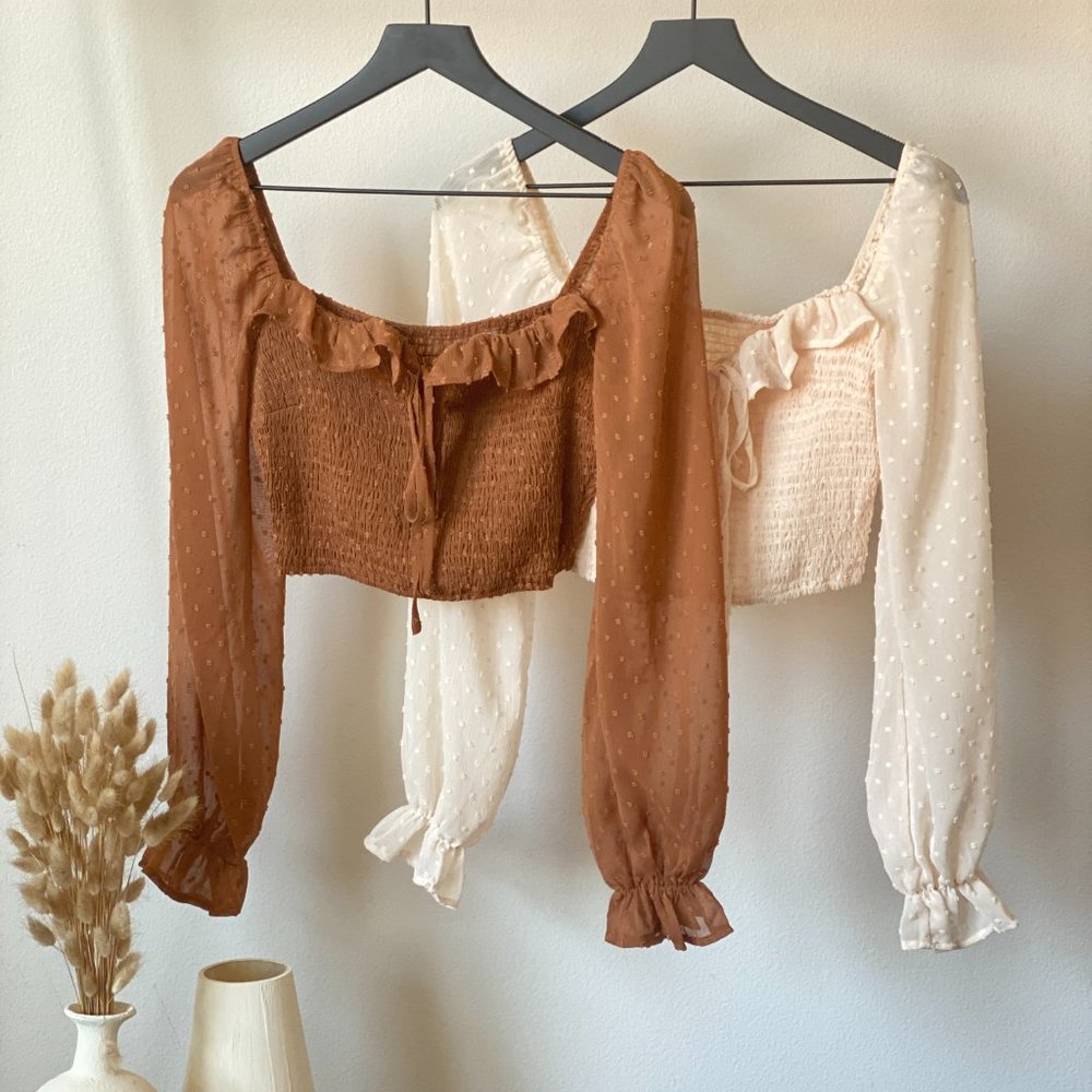 Cropped Smock top with Ruffle  Top